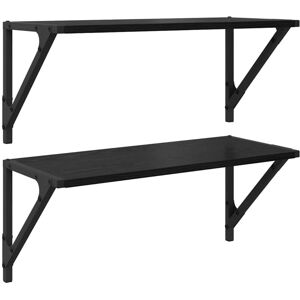 Wall Shelves 2 pcs Black Oak 60 x 25 x 25.5 cm Engineered Wood vidaXL Wall Shelves 2 pcs Black Oak 60 x 25 x 25.5 cm Engineered Wood vidaXL