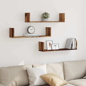 Wall Shelves 3 pcs Old Wood 80x18x18 cm Engineered Wood Vidaxl Wall Shelves 3 pcs Old Wood 80x18x18 cm Engineered Wood Vidaxl