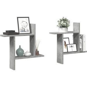 Wall Shelves 2 pcs Concrete Grey 50x12x50 cm Engineered Wood Vidaxl Wall Shelves 2 pcs Concrete Grey 50x12x50 cm Engineered Wood Vidaxl