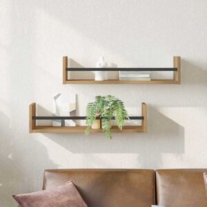 Wall Shelf 2 pcs Artisan oak 60 x 16 x 14 cm Engineered Wood Vidaxl Wall Shelf 2 pcs Artisan oak 60 x 16 x 14 cm Engineered Wood Vidaxl