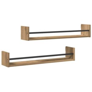 Wall Shelf 2 pcs Artisan oak 80 x 16 x 14 cm Engineered Wood Vidaxl Wall Shelf 2 pcs Artisan oak 80 x 16 x 14 cm Engineered Wood Vidaxl