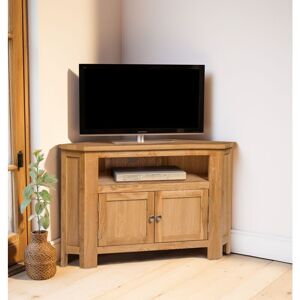 Hallowood Furniture - Waverly Oak Corner tv Unit with 2 Door Cabinet & Adjustable Shelf, Solid Wooden tv Unit, Media Unit, Small Cupboard, Corner Hallowood Furniture - Waverly Oak Corner tv Unit with 2 Door Cabinet & Adjustable Shelf, Solid Wooden tv Unit, Media Unit, Small Cupboard, Corner