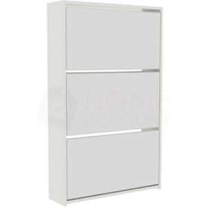 Home Discount - Welham 3 Drawer Mirrored Shoe Cabinet Hallway Storage Cupboard Stand, White Home Discount - Welham 3 Drawer Mirrored Shoe Cabinet Hallway Storage Cupboard Stand, White