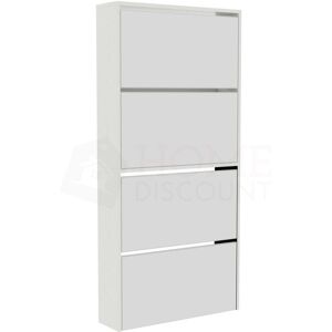 Home Discount - Welham 4 Drawer Mirrored Shoe Cabinet Hallway Storage Cupboard Stand, White Home Discount - Welham 4 Drawer Mirrored Shoe Cabinet Hallway Storage Cupboard Stand, White