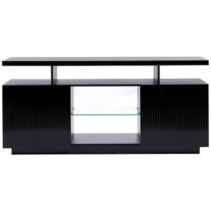 MMT FURNITURE DESIGNS LTD MMT Black TV Stand, 130cm with Fluted Doors, Cupboards, Open Storage, Soundbar Shelf for TVs Up to 65" MMT FURNITURE DESIGNS LTD MMT Black TV Stand, 130cm with Fluted Doors, Cupboards, Open Storage, Soundbar Shelf for TVs Up to 65"