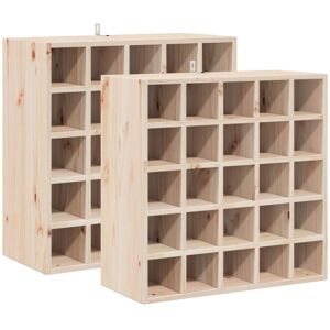 Wine Rack 2 pcs Natural 56 x 25 x 56 cm Solid Pine Wood vidaXL Wine Rack 2 pcs Natural 56 x 25 x 56 cm Solid Pine Wood vidaXL