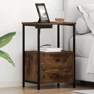 Bedside Cabinet with Charging Station 2 pcs Smoked oak Vidaxl Bedside Cabinet with Charging Station 2 pcs Smoked oak Vidaxl