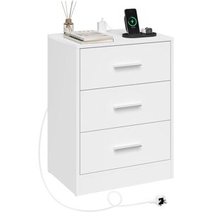 Woltu - 1x Simple 3-Drawer Nightstand Side Table with Charging Station for Living Room/Bedroom,White Woltu - 1x Simple 3-Drawer Nightstand Side Table with Charging Station for Living Room/Bedroom,White