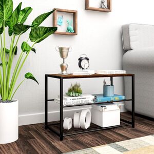 WOLTU 2 Tiers Shoe Rack Stand Compact Space Saving Storage Organiser Shelf Rustic Brown + Black WOLTU 2 Tiers Shoe Rack Stand Compact Space Saving Storage Organiser Shelf Rustic Brown + Black