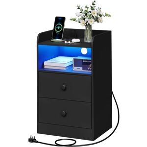 1x Bedside Table,3-tier Nightstand,LED Bedside Cabinet,Side Cabinet for Bedroom Living Room, Black - Woltu 1x Bedside Table,3-tier Nightstand,LED Bedside Cabinet,Side Cabinet for Bedroom Living Room, Black - Woltu