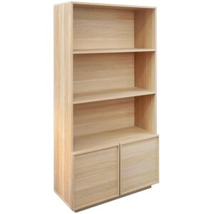 SWEEEK Wood effect bookshelf 2 doors 5 levels, Kuba, Natural, 80x35x160 cm SWEEEK Wood effect bookshelf 2 doors 5 levels, Kuba, Natural, 80x35x160 cm