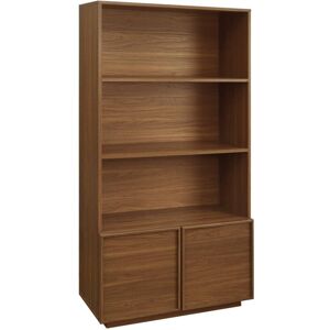 SWEEEK Wood effect bookshelf 2 doors 5 levels, Kuba, Walnut, 80x35x160 cm SWEEEK Wood effect bookshelf 2 doors 5 levels, Kuba, Walnut, 80x35x160 cm