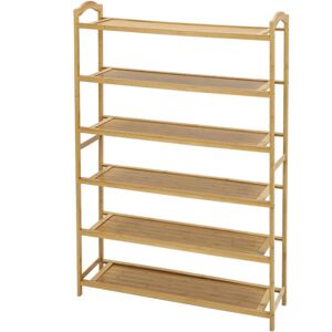 Youyijia Bamboo Shoe Rack, 6-Tier Shoes Storage 67 X 23 X 107cm Large Storage Capacity Multipurpose Shelf Wood Footwear Shelves Plant Display Stand Youyijia Bamboo Shoe Rack, 6-Tier Shoes Storage 67 X 23 X 107cm Large Storage Capacity Multipurpose Shelf Wood Footwear Shelves Plant Display Stand