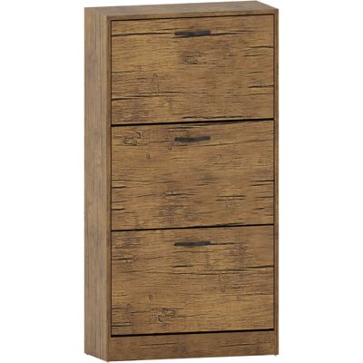 HOME DISCOUNT 3 Drawer Shoe Cabinet Hallway Storage Cupboard Stand, Antique-Brown HOME DISCOUNT 3 Drawer Shoe Cabinet Hallway Storage Cupboard Stand, Antique-Brown