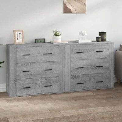 vidaXL Grey Sonoma 2 Sideboards Engineered Wood - Sideboard vidaXL Grey Sonoma 2 Sideboards Engineered Wood - Sideboard