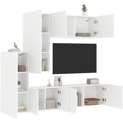 vidaXL White 5-Piece Wall Unit - Wall Mounted Storage vidaXL White 5-Piece Wall Unit - Wall Mounted Storage