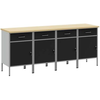 vidaXL 4 pcs Work Cabinet - Steel and Wood Storage vidaXL 4 pcs Work Cabinet - Steel and Wood Storage