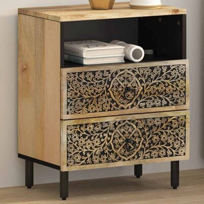 vidaXL Bedside Cabinet Mango Wood Retro Style - Bedside Cabinet vidaXL Bedside Cabinet Mango Wood Retro Style - Bedside Cabinet