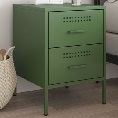 Bedside Cabinet Olive Green 36x39x50.5 cm Steel Vidaxl Bedside Cabinet Olive Green 36x39x50.5 cm Steel Vidaxl