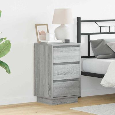vidaXL Nightstand with LED Gray Sonoma 39x34.5x65 cm Wood vidaXL Nightstand with LED Gray Sonoma 39x34.5x65 cm Wood