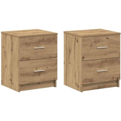 vidaXL Nightstands 2 pcs with 2 Drawers Artisan-Oak 40x36x50 cm Brown vidaXL Nightstands 2 pcs with 2 Drawers Artisan-Oak 40x36x50 cm Brown