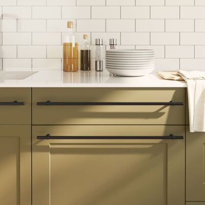 vidaXL Cabinet Handles 10 Pcs. Black 480 mm Stainless Steel - Cabinet Handles vidaXL Cabinet Handles 10 Pcs. Black 480 mm Stainless Steel - Cabinet Handles