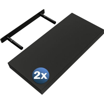 Casaria - 2x50cm Wall Shelves - Matt Black - Set of 2 Casaria - 2x50cm Wall Shelves - Matt Black - Set of 2