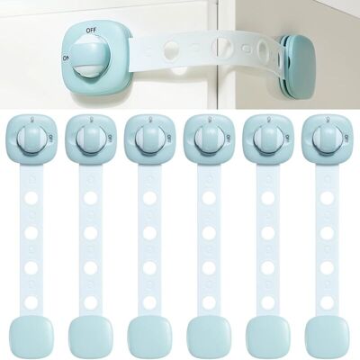 CCYKXA Blue Baby Safety Door Lock, 6 pcs Adjustable Baby Cupboard Lock, Child Safety Cupboard Locks for Drawers, Cupboards, Refrigerators, Child CCYKXA Blue Baby Safety Door Lock, 6 pcs Adjustable Baby Cupboard Lock, Child Safety Cupboard Locks for Drawers, Cupboards, Refrigerators, Child