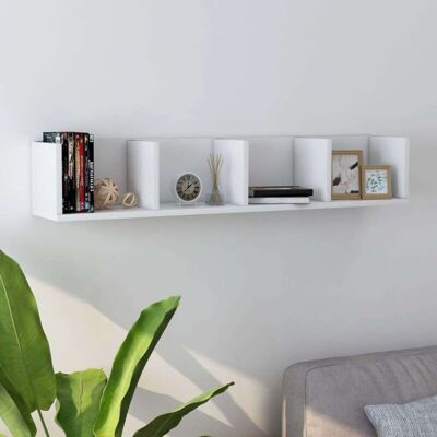 vidaXL White Engineered Wood Wall Shelf - CD Storage - 100x18x18 cm vidaXL White Engineered Wood Wall Shelf - CD Storage - 100x18x18 cm