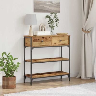 Vidaxl Old Wood Finish 72.5x25x75 cm Side Table - Side Table Vidaxl Old Wood Finish 72.5x25x75 cm Side Table - Side Table