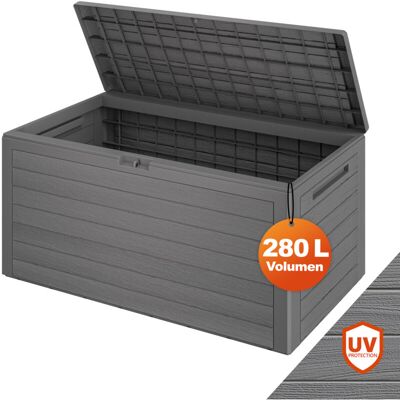 Deuba Outdoor Garden Storage Box 280L Waterproof Plastic, Lockable Storage Container w/ Lid Cushion Blanket Chest Parcel Box, Tool Box, Toy Box Grey Deuba Outdoor Garden Storage Box 280L Waterproof Plastic, Lockable Storage Container w/ Lid Cushion Blanket Chest Parcel Box, Tool Box, Toy Box Grey