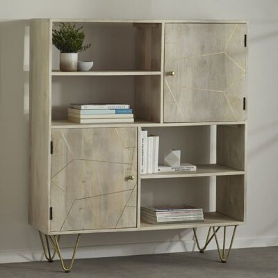 VERTY FURNITURE Display Unit with Shelves and Cupboards Dallas Light Mango VERTY FURNITURE Display Unit with Shelves and Cupboards Dallas Light Mango