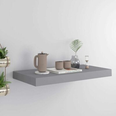 vidaXL Grey Floating Wall Shelf 50x23x3.8 cm MDF Display Bookcase Wall Ledge - Wall Shelf vidaXL Grey Floating Wall Shelf 50x23x3.8 cm MDF Display Bookcase Wall Ledge - Wall Shelf