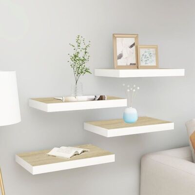 vidaXL White and Oak Wall Shelves - Wall Shelves vidaXL White and Oak Wall Shelves - Wall Shelves