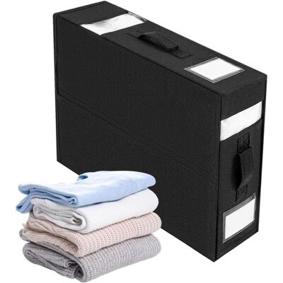 TEHTUY Foldable Bed Sheet Organizer with Transparent Window and Handles, Duvet Storage Box for Linen Closet (Black) TEHTUY Foldable Bed Sheet Organizer with Transparent Window and Handles, Duvet Storage Box for Linen Closet (Black)