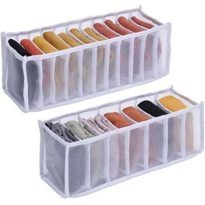 MCBOSON Foldable Drawer Organizer - 2 pcs Underwear Storage, Drawer Storage Clothes Organizer, for Socks, Underwear, Baby Clothes, Ties, White MCBOSON Foldable Drawer Organizer - 2 pcs Underwear Storage, Drawer Storage Clothes Organizer, for Socks, Underwear, Baby Clothes, Ties, White