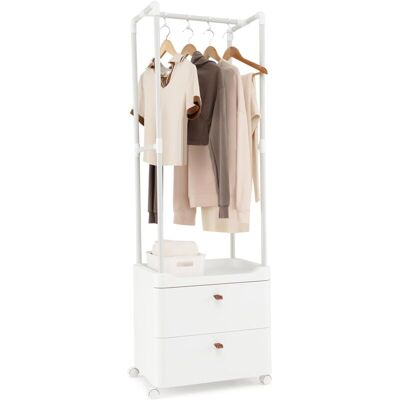 Costway - Freestanding Heavy-duty Clothing Stand Dresser with Hanging Rod & Storage Shelves Costway - Freestanding Heavy-duty Clothing Stand Dresser with Hanging Rod & Storage Shelves