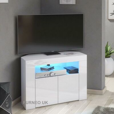 Furneo - Clifton07 LED - White - Blue LED Lights - TV Stand Furneo - Clifton07 LED - White - Blue LED Lights - TV Stand