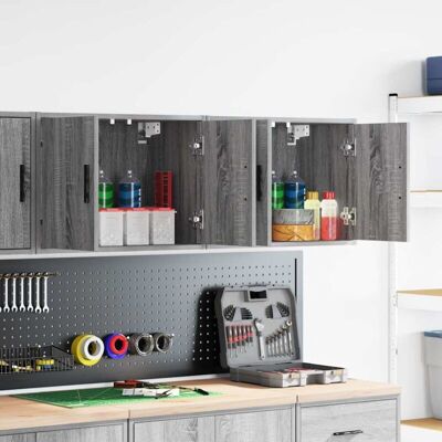 Garage Wall Cabinets 2 pcs Grey Sonoma Engineered Wood Vidaxl Garage Wall Cabinets 2 pcs Grey Sonoma Engineered Wood Vidaxl