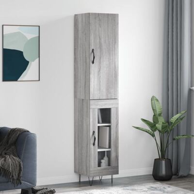 vidaXL Highboard Grey Sonoma - Sideboard Storage Cabinet - 34.5x34x180 cm vidaXL Highboard Grey Sonoma - Sideboard Storage Cabinet - 34.5x34x180 cm