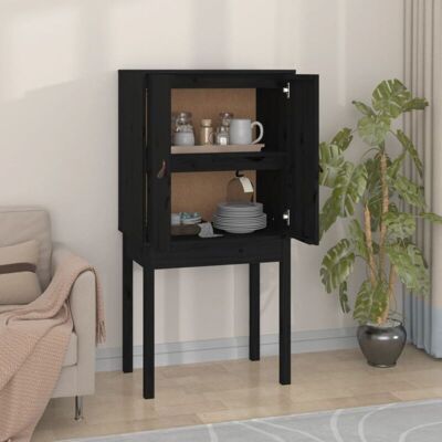 Highboard Black 60x40x120 cm Solid Wood Pine Vidaxl Highboard Black 60x40x120 cm Solid Wood Pine Vidaxl