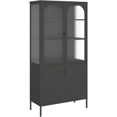 Highboard Black 90x40x180 cm Glass and Steel Vidaxl Highboard Black 90x40x180 cm Glass and Steel Vidaxl