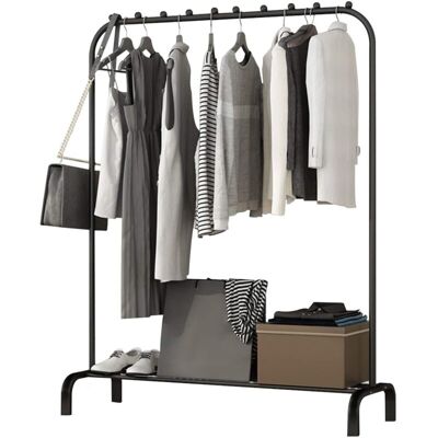 Holdfiturn Heavy Duty Clothes Rail 146 110 40cm Garment Stand Drying Rack with Multi-slip Bead Lower Storage Shelf Freestanding Metal Cloth Hanging Holdfiturn Heavy Duty Clothes Rail 146 110 40cm Garment Stand Drying Rack with Multi-slip Bead Lower Storage Shelf Freestanding Metal Cloth Hanging