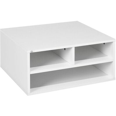 Homcom - Desktop Printer Stand with 3 Open Compartments, Desk Organiser White Homcom - Desktop Printer Stand with 3 Open Compartments, Desk Organiser White