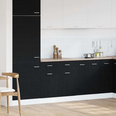 vidaXL Black Oak Wooden Cabinet with Drawer - Cabinet vidaXL Black Oak Wooden Cabinet with Drawer - Cabinet