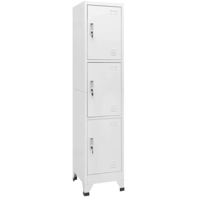 vidaXL Locker Cabinet with 3 Compartments - Steel Grey - Locker Cabinet vidaXL Locker Cabinet with 3 Compartments - Steel Grey - Locker Cabinet