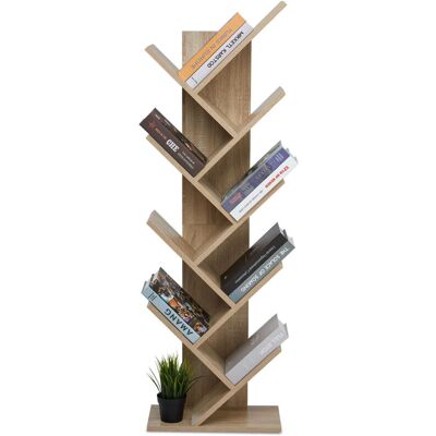 Mondeer 8-Tier Tree Bookshelf, Wooden Shelves for CDs Magazine, Modern, for Living Room & Office, 40 x 20 x127cm, Oak Mondeer 8-Tier Tree Bookshelf, Wooden Shelves for CDs Magazine, Modern, for Living Room & Office, 40 x 20 x127cm, Oak