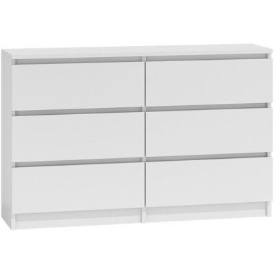 HUCOCO Milan White - Chest of Drawers - 6 Drawers - 120x77x30cm - Scandinavian Style HUCOCO Milan White - Chest of Drawers - 6 Drawers - 120x77x30cm - Scandinavian Style