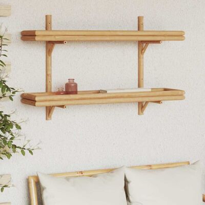 vidaXL Bambus natur Bambus, verzinktes Metall Mittel Bambus Wandregale Brown - Wall Shelf vidaXL Bambus natur Bambus, verzinktes Metall Mittel Bambus Wandregale Brown - Wall Shelf
