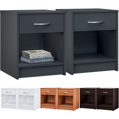 Casaria Hamburg Bedside Table Modern Nightstand with Drawer and Open Shelf 50cm Height Nightstand Storage 50x40x35cm Chrome Handle Bedroom Cabinet Set of 2 Casaria Hamburg Bedside Table Modern Nightstand with Drawer and Open Shelf 50cm Height Nightstand Storage 50x40x35cm Chrome Handle Bedroom Cabinet Set of 2